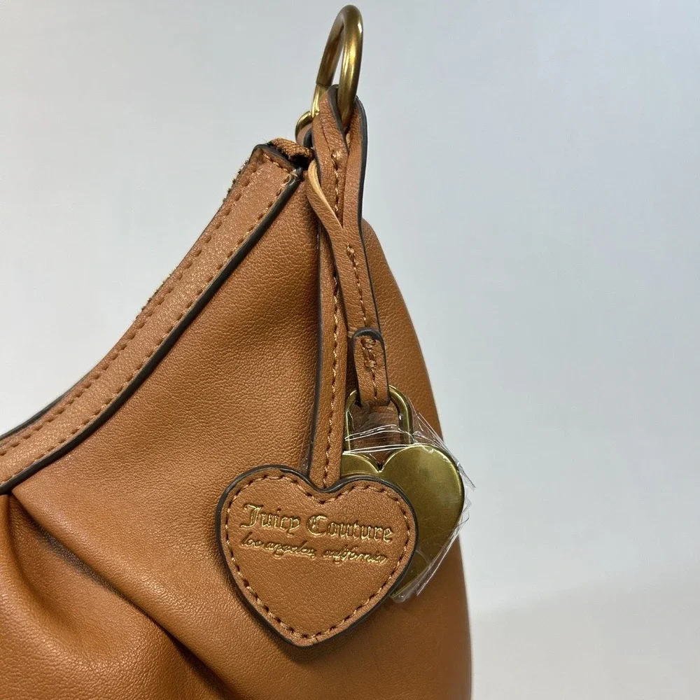 NWT Juicy Couture In Her Juicy Era Hobo Bag Cinnamon Brown Heart Shoulder Bag